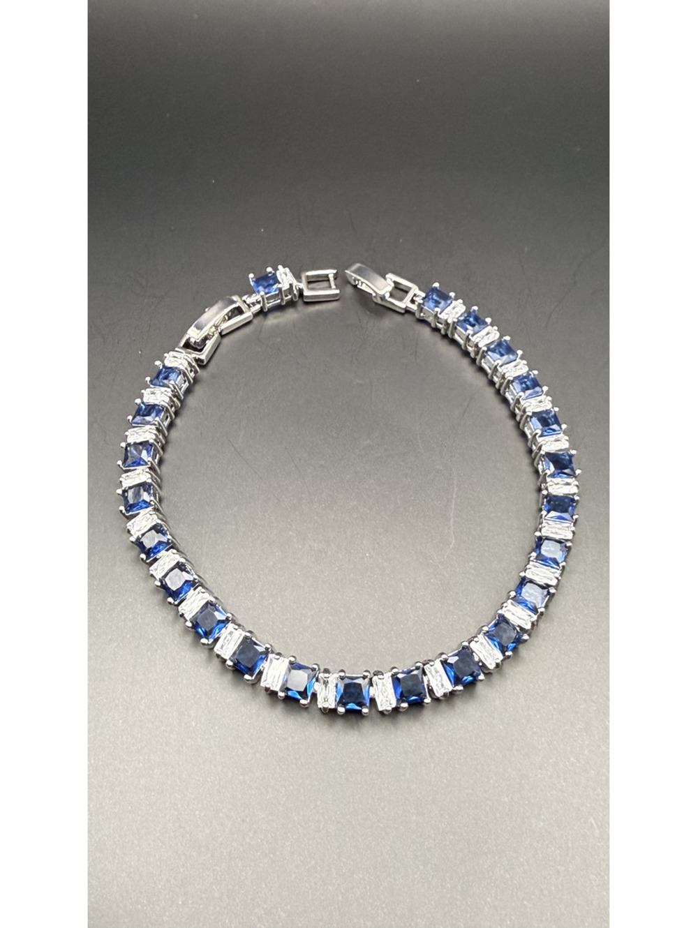 candy+clover elite navy and white crystal 14k white gold plated bracelet